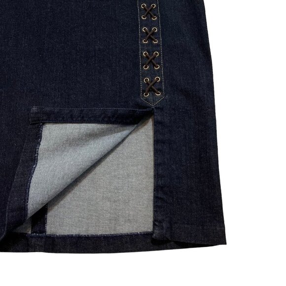 Lauren Ralph Lauren NWT Women's Blue Lace Up Denim Pencil Skirt Size 12 - Picture 8 of 11